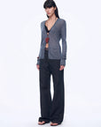 "Long Island Vacation" wool blend V - neck straight shoulder knitted cardigan spring - variant_title