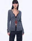 "Long Island Vacation" wool blend V - neck straight shoulder knitted cardigan spring - variant_title