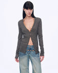"Long Island Vacation" wool blend V - neck straight shoulder knitted cardigan spring - variant_title