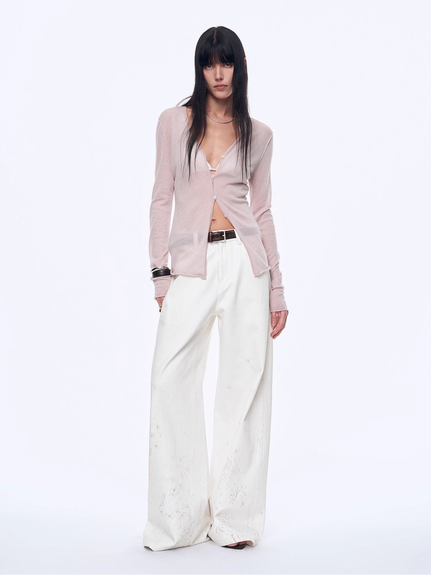 "Long Island Vacation" wool blend V - neck straight shoulder knitted cardigan spring - variant_title