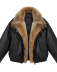 Firelady Fur The Long Night Is Coming Black down parka with light fur collar front cutout