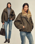 Firelady Fur The Long Night Is Coming Greenish-Brown fur parka two-look styling collage
