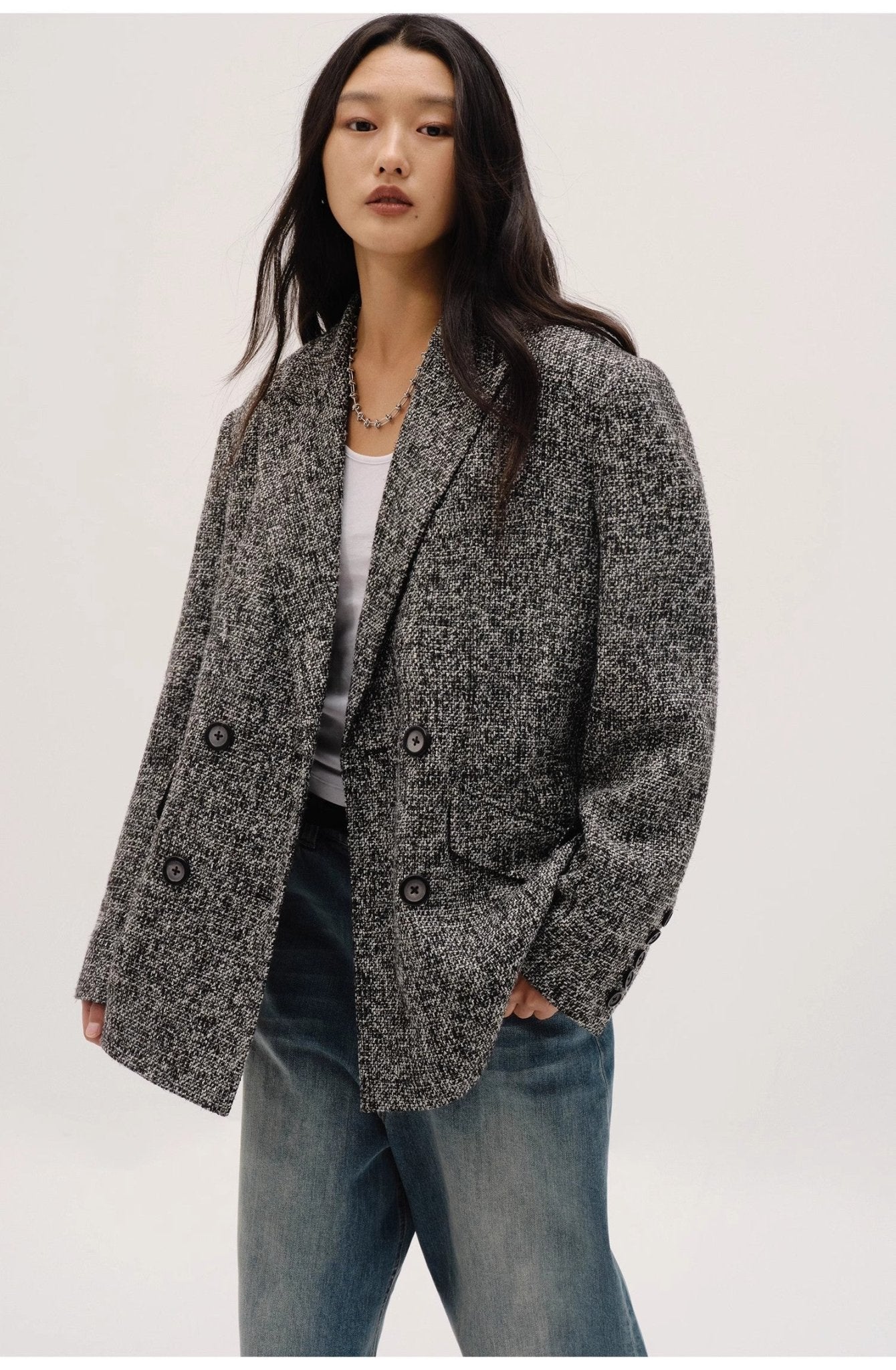 "Long Night Meteor" Limited Edition Italian Imported Yarn Fashionable Chanel Style Tweed Suit Jacket - variant_title