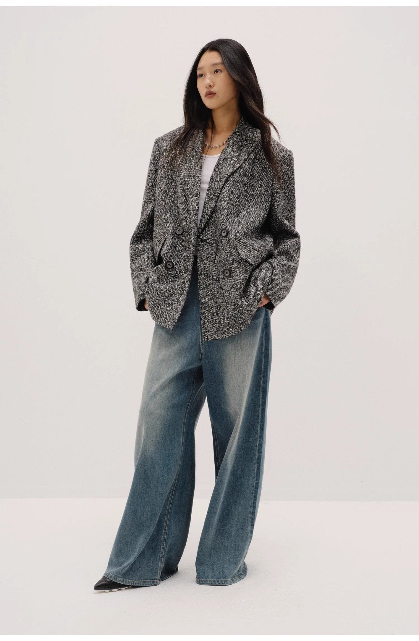 "Long Night Meteor" Limited Edition Italian Imported Yarn Fashionable Chanel Style Tweed Suit Jacket - variant_title