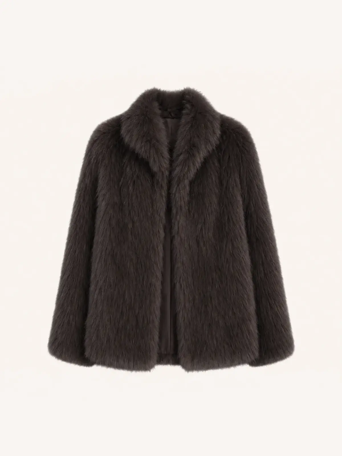Long Nocturne black Saga fox fur coat front product view