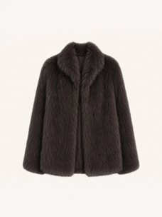 Long Nocturne black Saga fox fur coat front product view