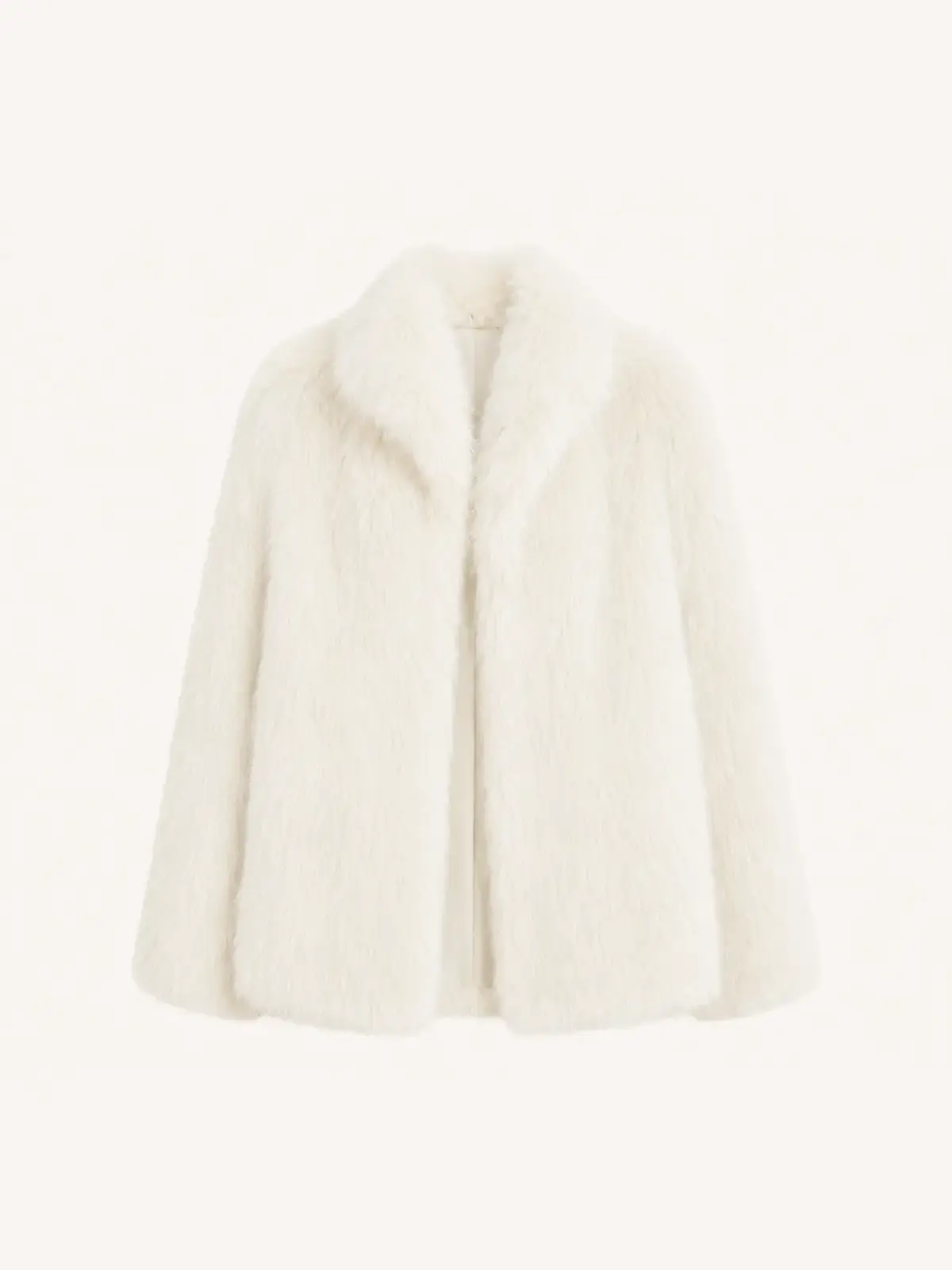 Long Nocturne off-white Saga fox fur coat front product view
