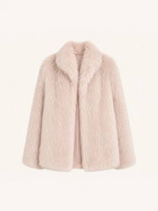 Long Nocturne pink Saga fox fur coat front product view