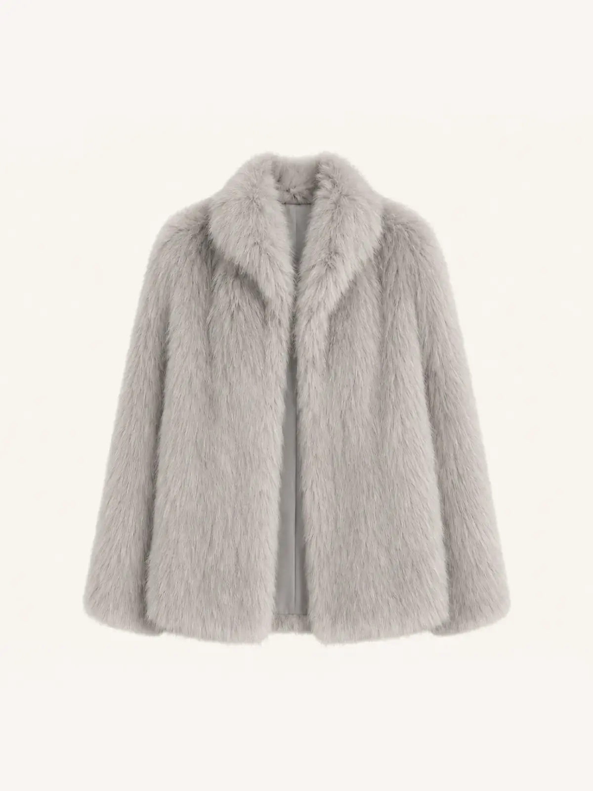 Long Nocturne frost gray Saga fox fur coat front product view