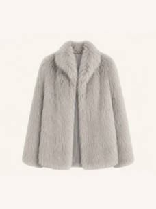 Long Nocturne frost gray Saga fox fur coat front product view