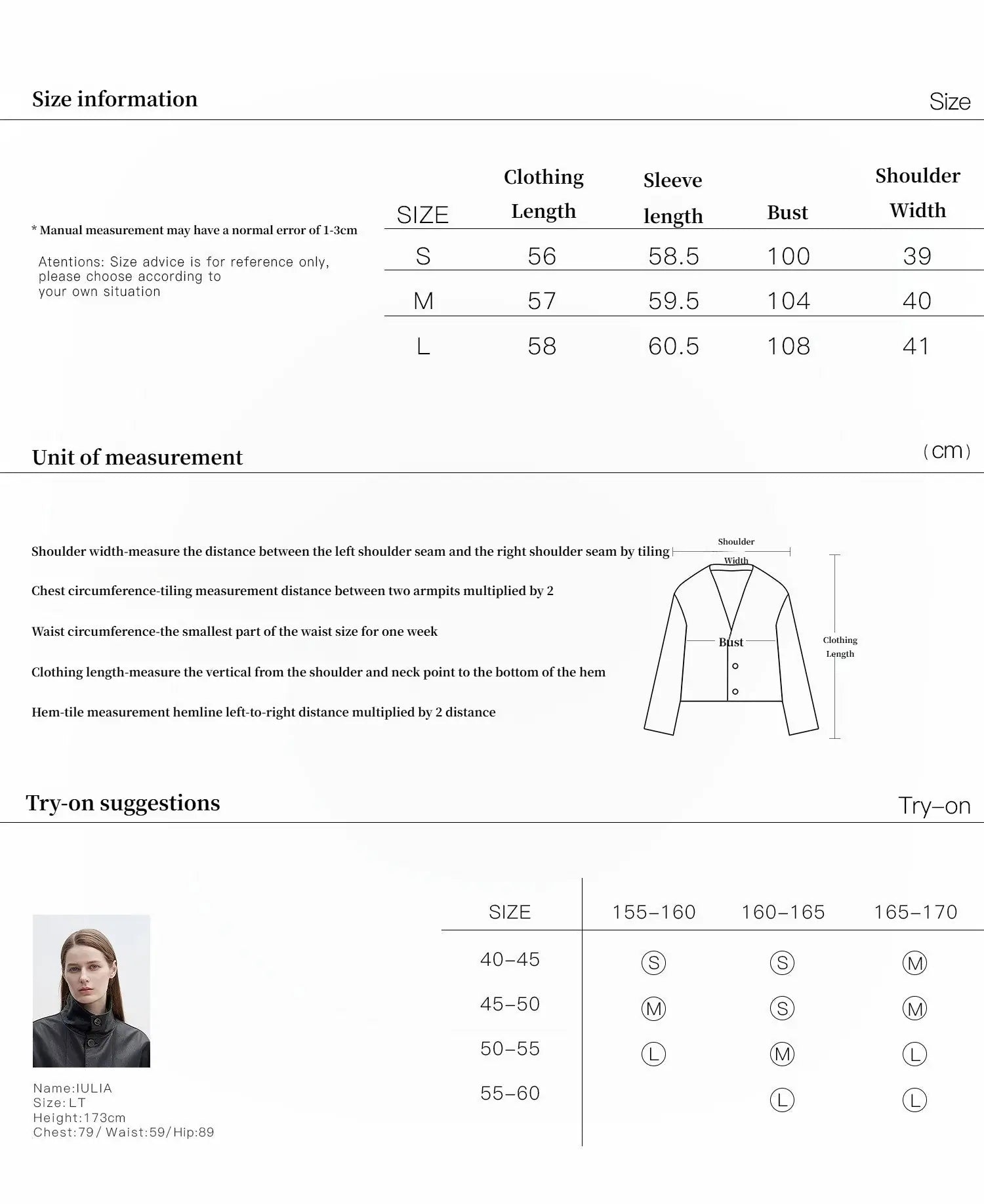 Long Nocturne fox fur coat size guide and measurements