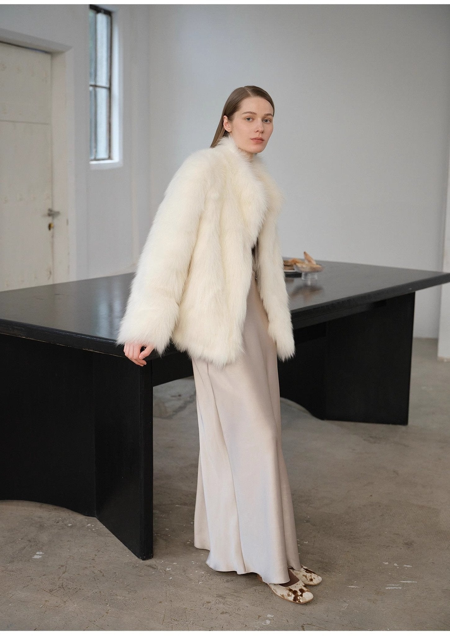 "Long Nocturne" imported fox fur retro short coat for women - variant_title