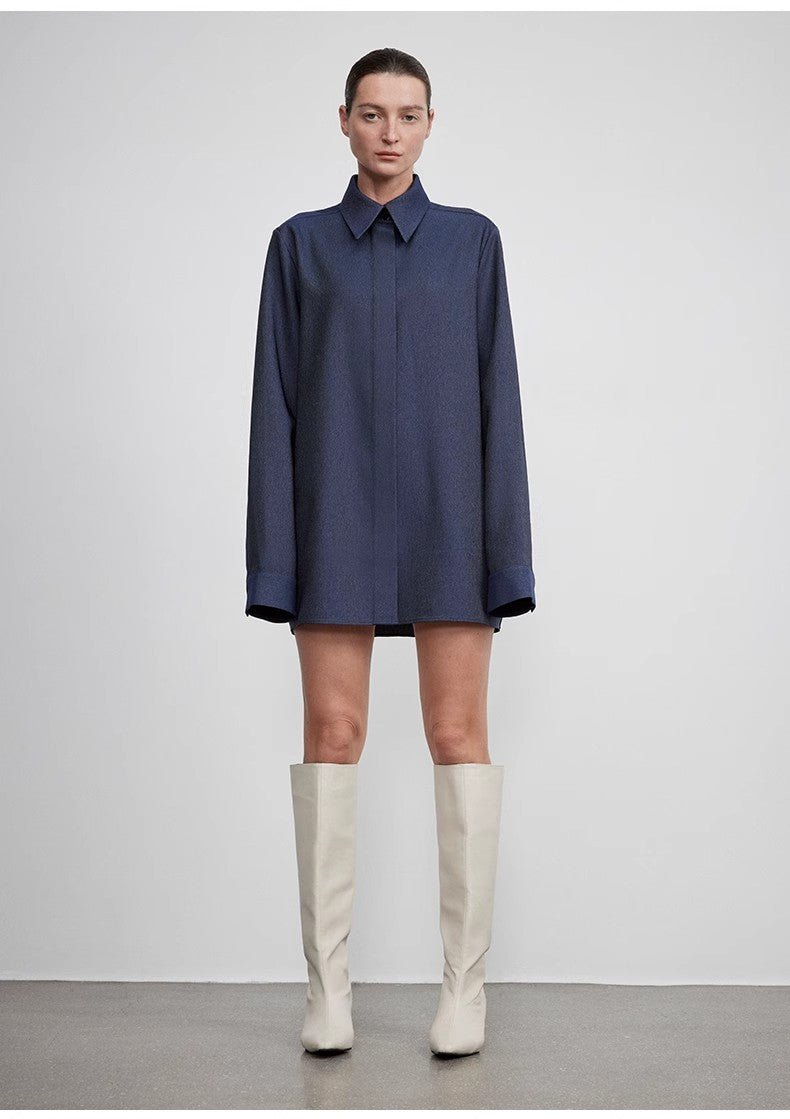 Long shirt with high - end drapey temperament top for women - variant_title