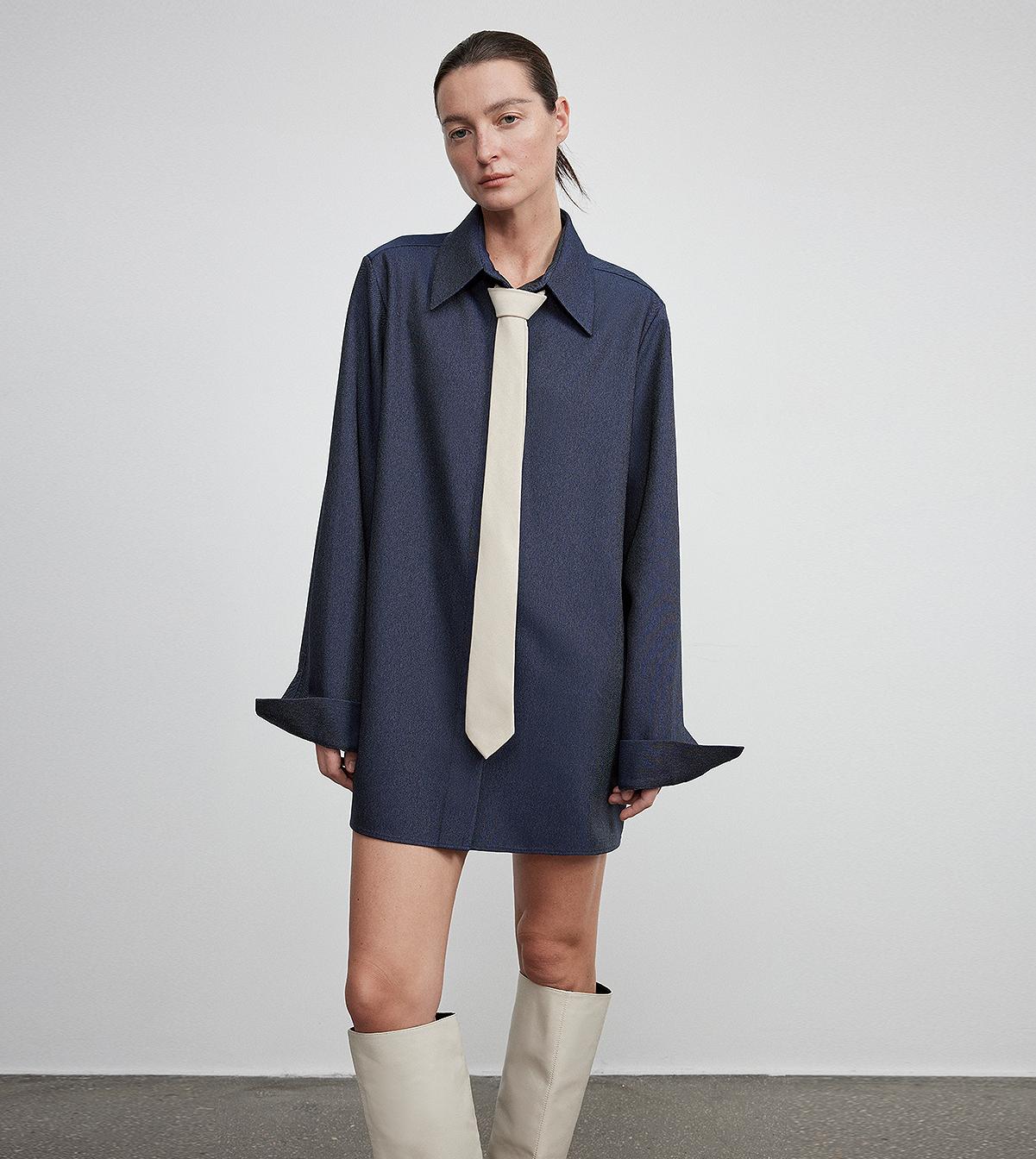 Long shirt with high - end drapey temperament top for women - variant_title