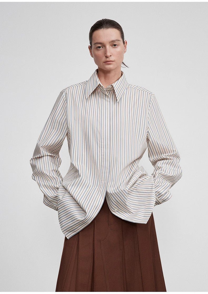 Long shirt with high - end drapey temperament top for women - variant_title
