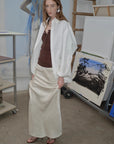 Loose casual standing straight silhouette deconstructed waist shirt “Moonlight Vermilion” - variant_title