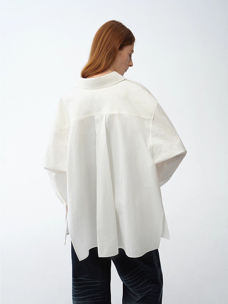 Loose casual standing straight silhouette deconstructed waist shirt “Moonlight Vermilion” - variant_title