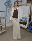 Loose casual standing straight silhouette deconstructed waist shirt “Moonlight Vermilion” - variant_title