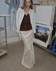 Loose casual standing straight silhouette deconstructed waist shirt “Moonlight Vermilion” - variant_title