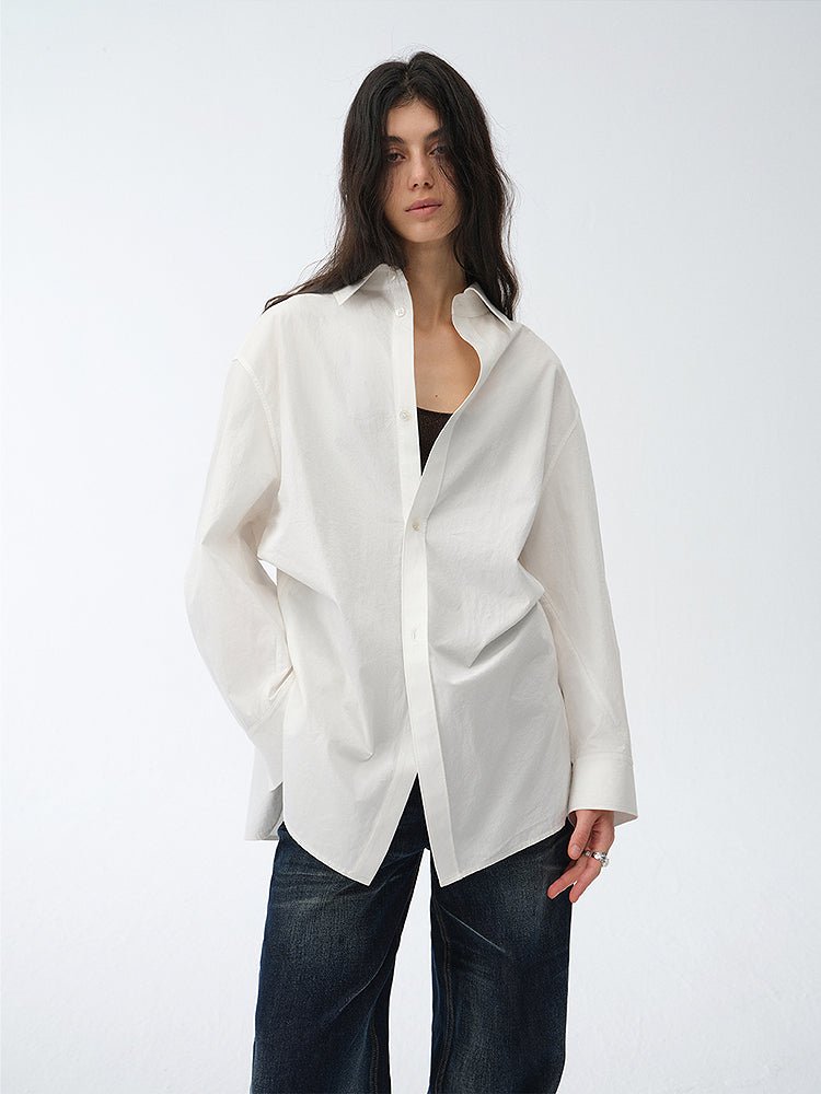 Loose casual standing straight silhouette deconstructed waist shirt “Moonlight Vermilion” - variant_title