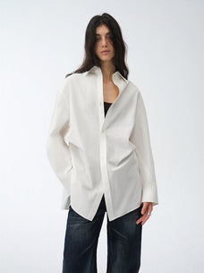Loose casual standing straight silhouette deconstructed waist shirt “Moonlight Vermilion” - variant_title