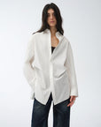 Loose casual standing straight silhouette deconstructed waist shirt “Moonlight Vermilion” - variant_title