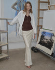Loose casual standing straight silhouette deconstructed waist shirt “Moonlight Vermilion” - variant_title