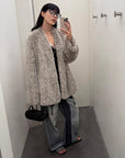 Loose - fitting two - tone gradient - dyed long woven Rex rabbit fur coat "Artistic Weaving" - variant_title