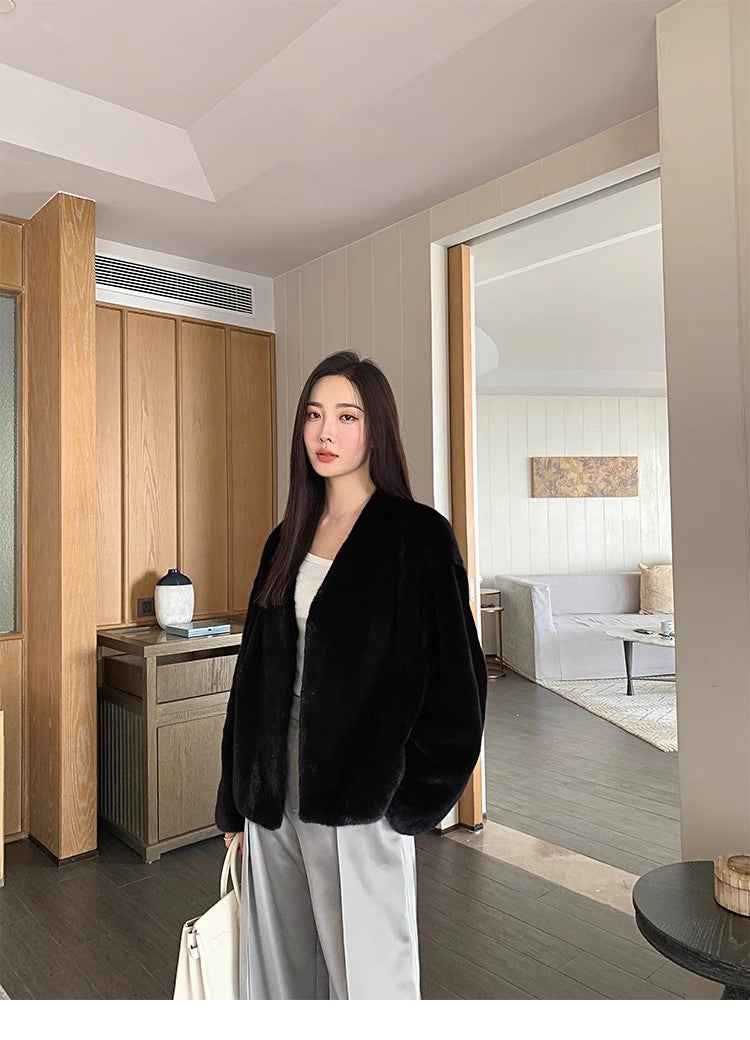 Louvre II Imported Simple Whole Mink Short Coat - variant_title
