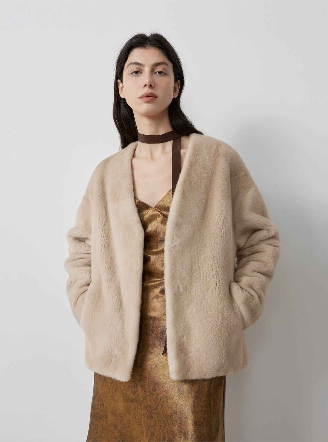 Louvre II Imported Simple Whole Mink Short Coat - variant_title