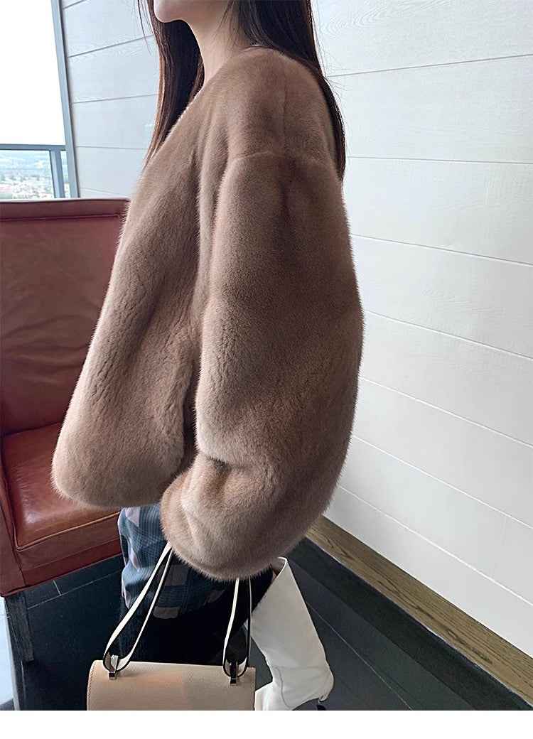 Louvre II Imported Simple Whole Mink Short Coat - variant_title