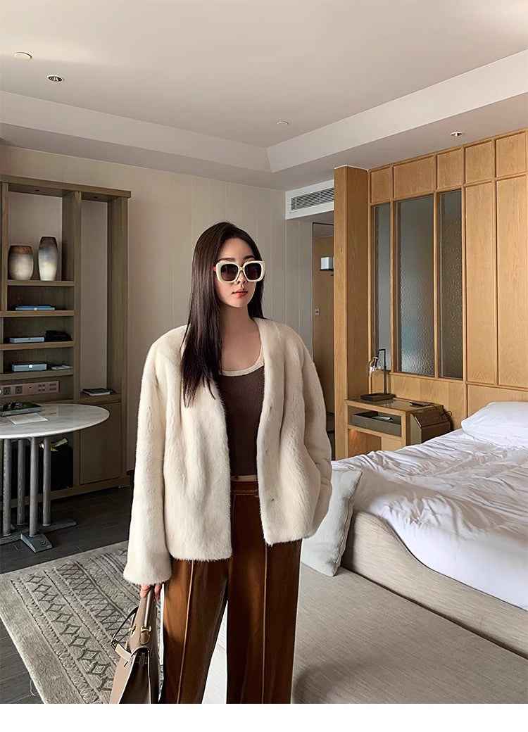 Louvre II Imported Simple Whole Mink Short Coat - variant_title