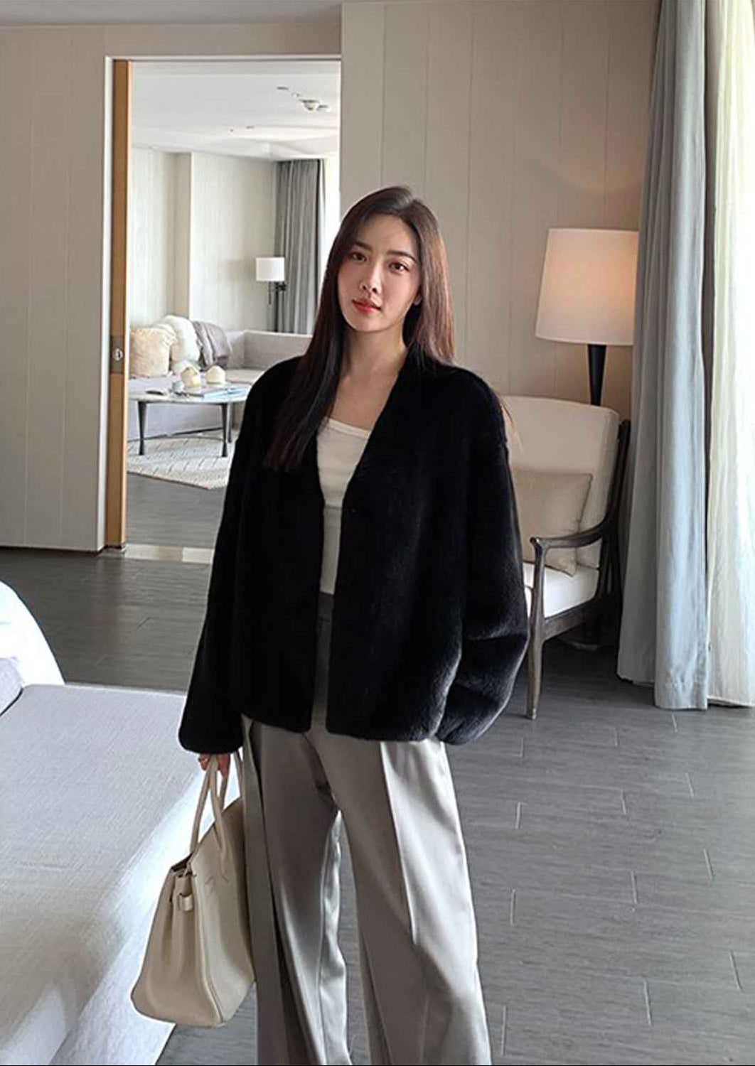 Louvre II Imported Simple Whole Mink Short Coat - variant_title