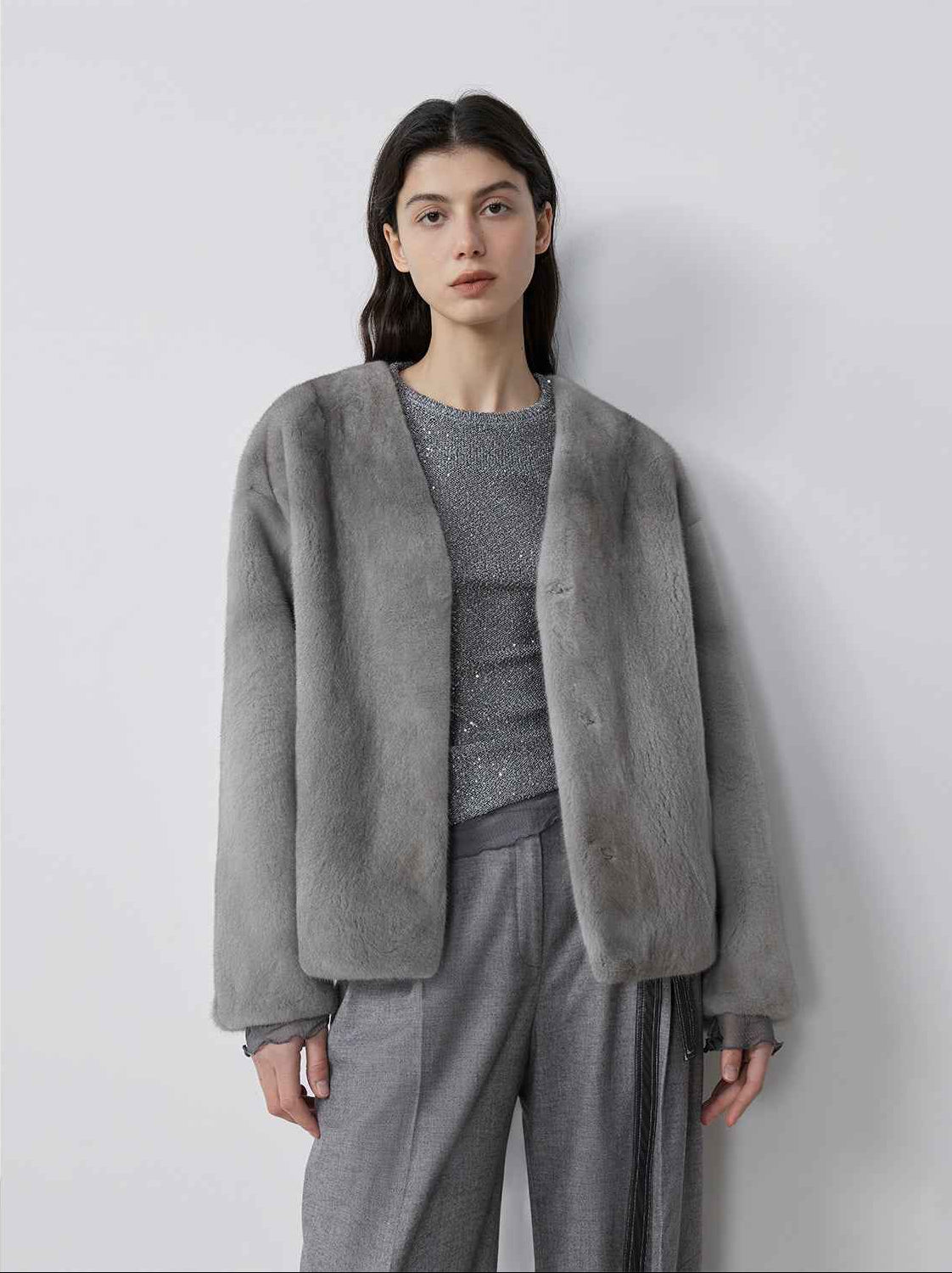 Louvre II Imported Simple Whole Mink Short Coat - variant_title