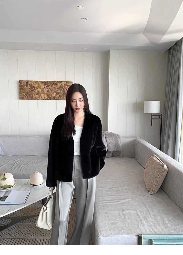 Louvre II Imported Simple Whole Mink Short Coat - variant_title