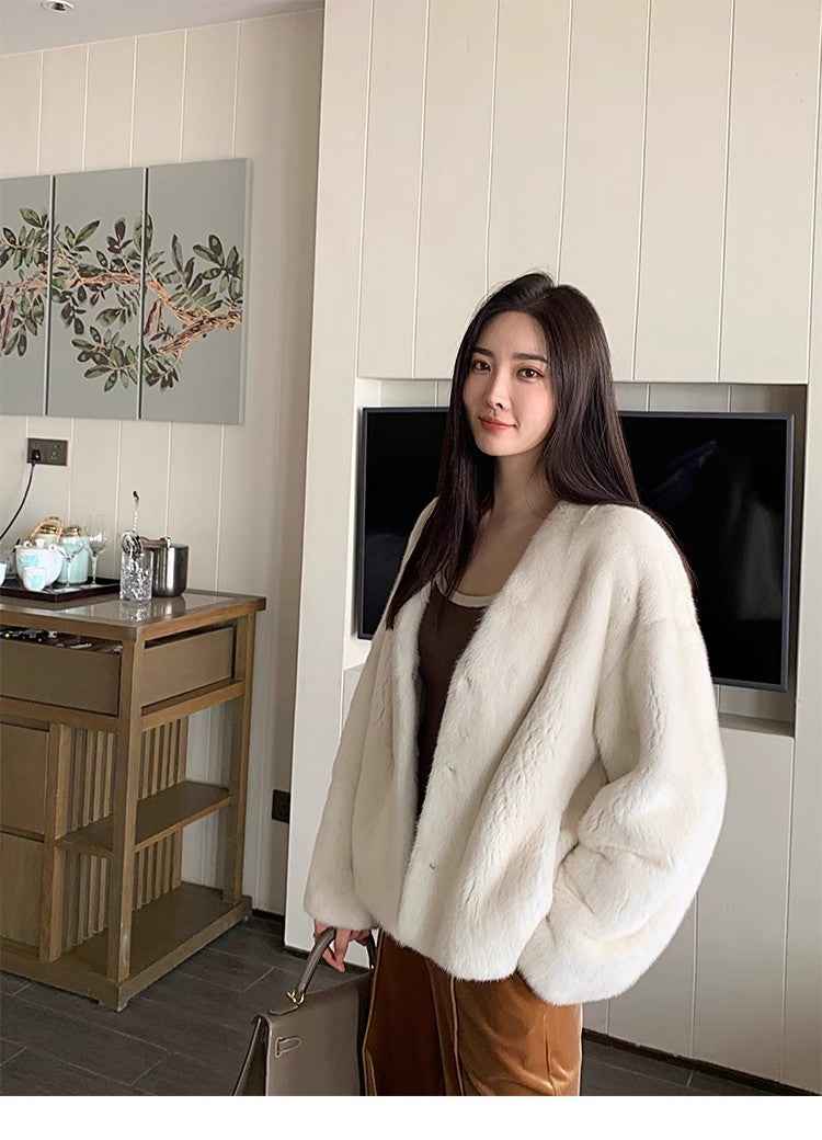 Louvre II Imported Simple Whole Mink Short Coat - variant_title