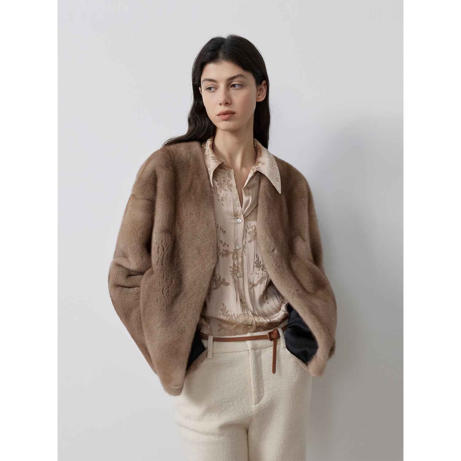 Louvre II Imported Simple Whole Mink Short Coat - variant_title