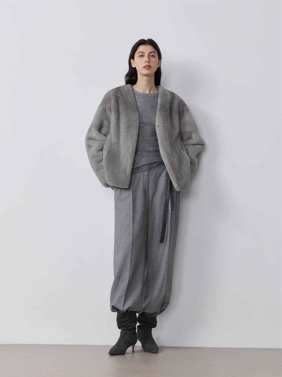 Louvre II Imported Simple Whole Mink Short Coat - variant_title