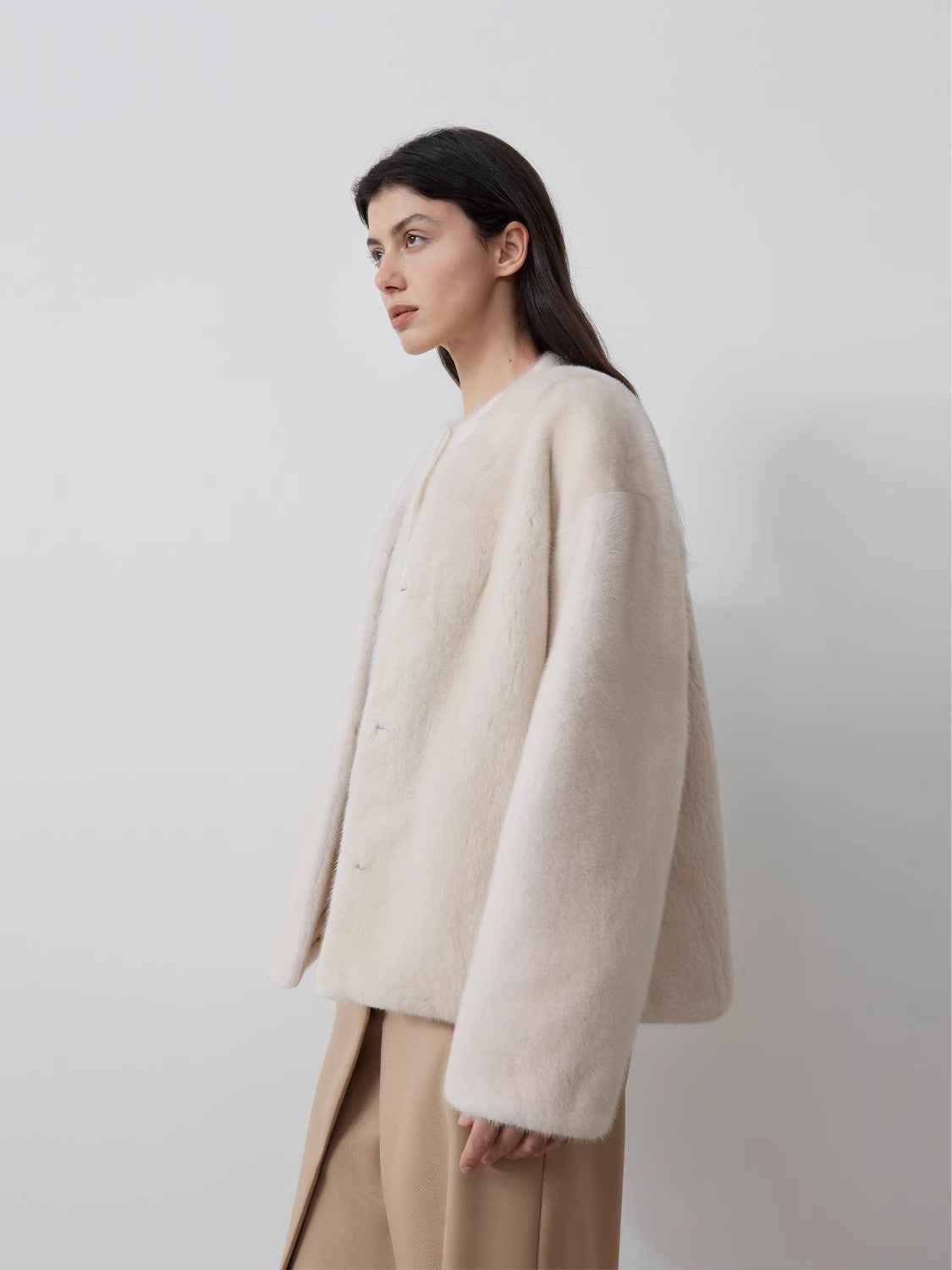 Louvre II Imported Simple Whole Mink Short Coat - variant_title