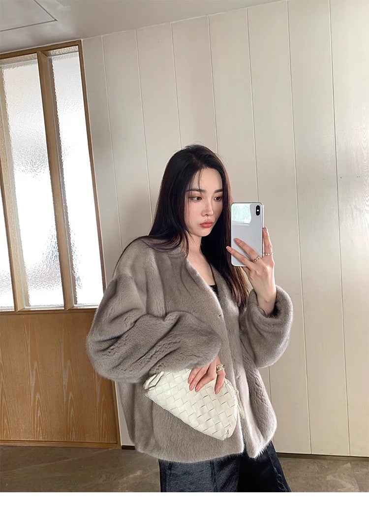 Louvre II Imported Simple Whole Mink Short Coat - variant_title