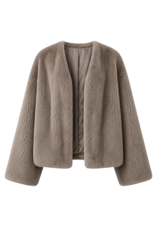 Fireladyfur Louvre Sapphire Natural mink V-neck jacket front cutout