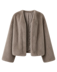 Fireladyfur Louvre Sapphire Natural mink V-neck jacket front cutout