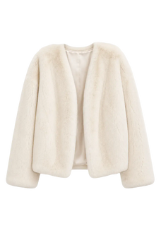 Fireladyfur Louvre Pearl Natural mink V-neck jacket front cutout