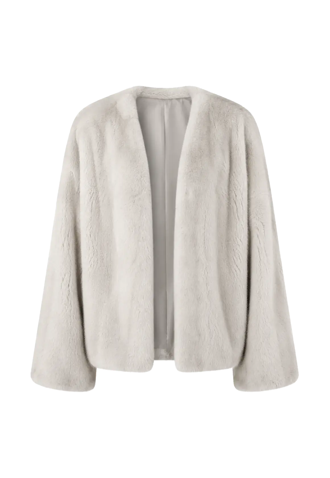 Fireladyfur Louvre Silver Blue Cross Natural mink V-neck jacket front cutout