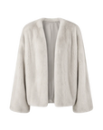 Fireladyfur Louvre Silver Blue Cross Natural mink V-neck jacket front cutout