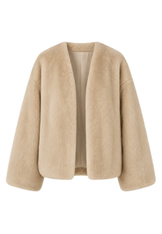 Fireladyfur Louvre Beige Natural mink V-neck jacket front cutout
