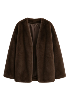 Fireladyfur Louvre Coffee Natural mink V-neck jacket front cutout