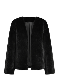 Fireladyfur Louvre Blackglama Legend Black mink V-neck jacket front cutout