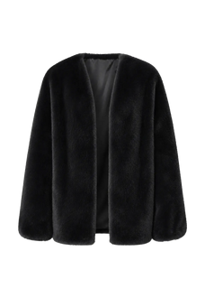 Fireladyfur Louvre Elf Gray mink V-neck jacket front cutout