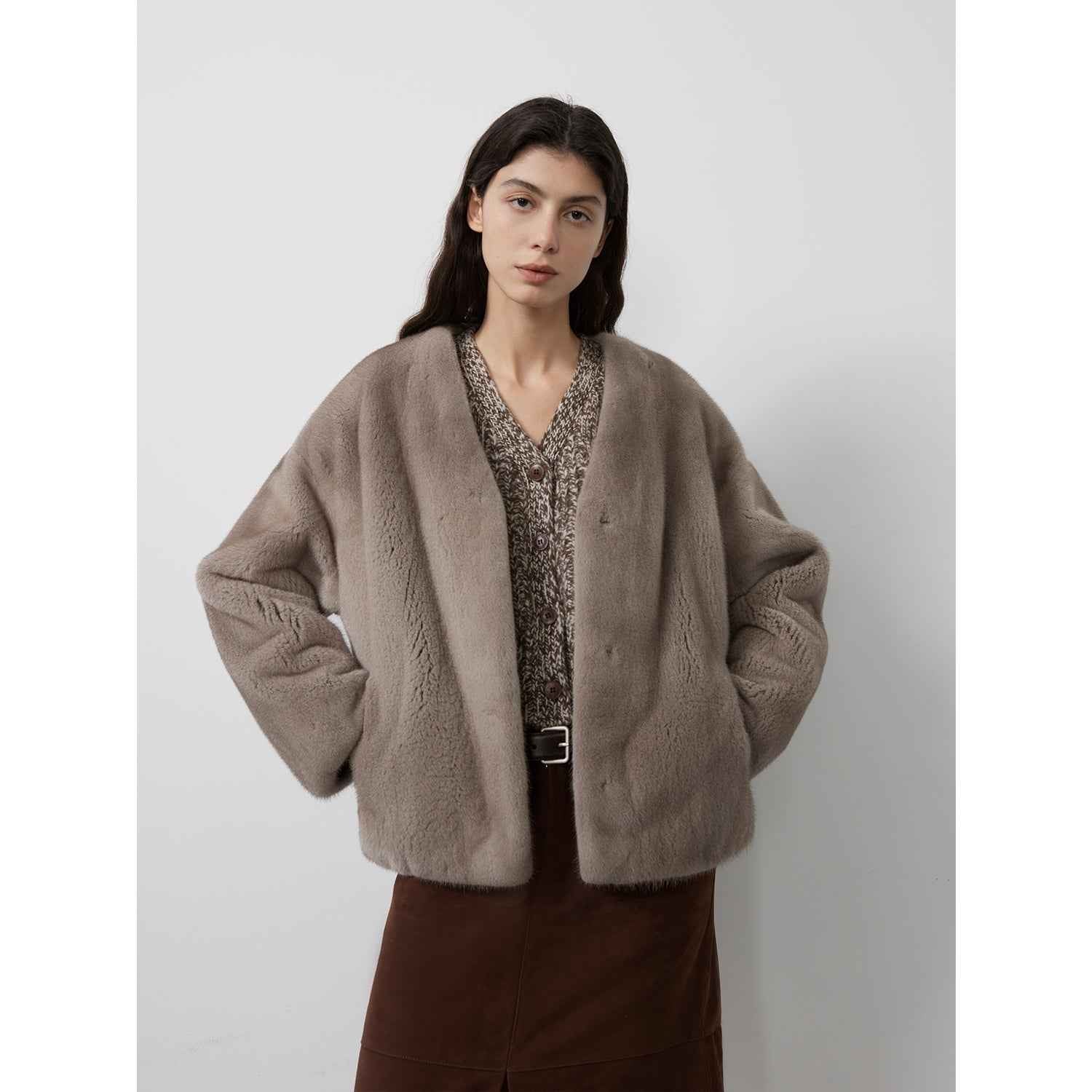 Louvre Mink V - Neck Jacket - variant_title